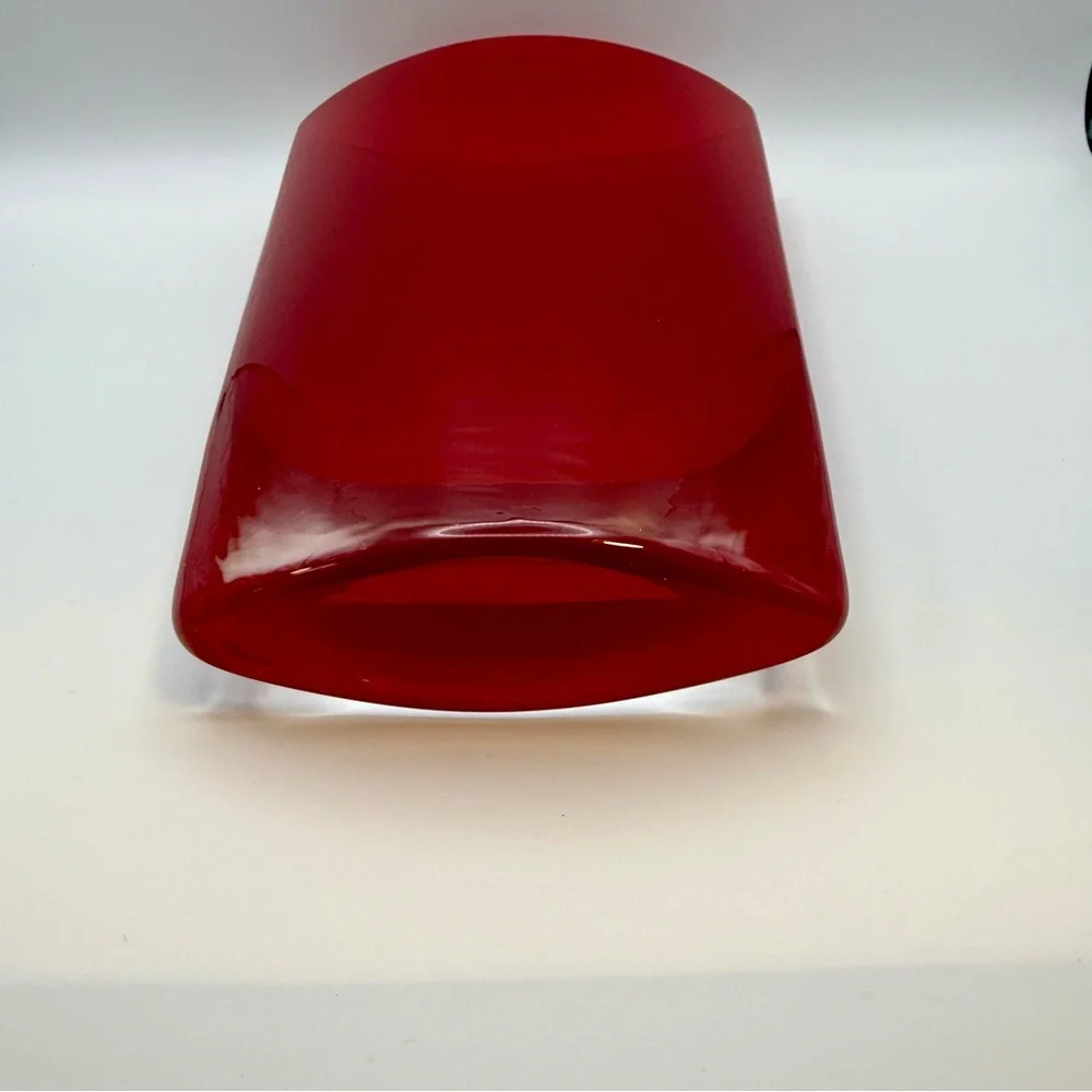 LSA International Poland Mouthblown Red Art Glass Pocket Vase Oval Ellipse Shape